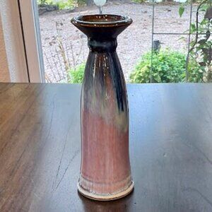Bill Campbell Studio Art Pottery Bud Vase Blue Mauve Signed